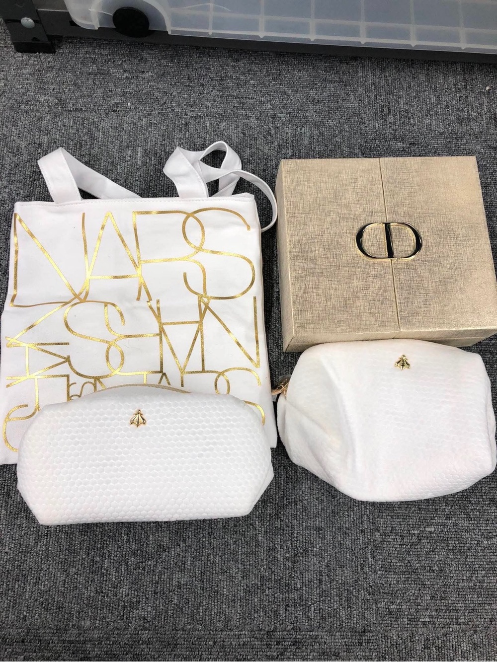 Bundle sale!!!! NARS  Canvas Tote, 2Guerlain luxury Pouches, Dior jewelry/box